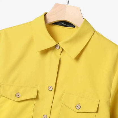 Luxury Women's 2PCS Set featuring a solid red Lapel Neck Long Sleeve Shirt paired with Wide Leg Pants, designed for a chic and stylish look that exudes confidence.