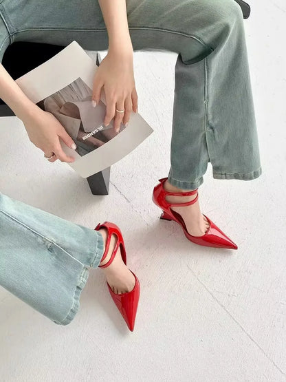 Fashionable high wedge sandals for women with an elegant pointed toe, crafted for comfort and style during spring and autumn.