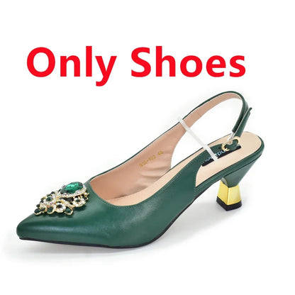 Close-up of Italian heeled pumps in purple showcasing delicate crystal detailing, tailored for women's fashion-forward style.