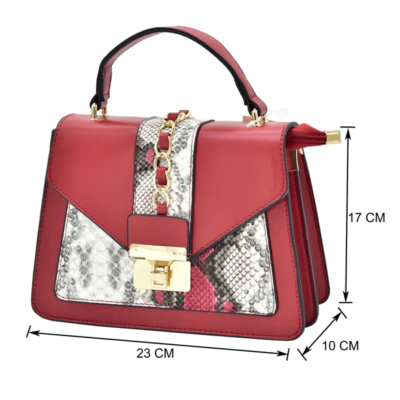 Stylish women's high heel pumps with square heels and a buckle strap, styled for elegance, accompanied by a matching shoulder bag.