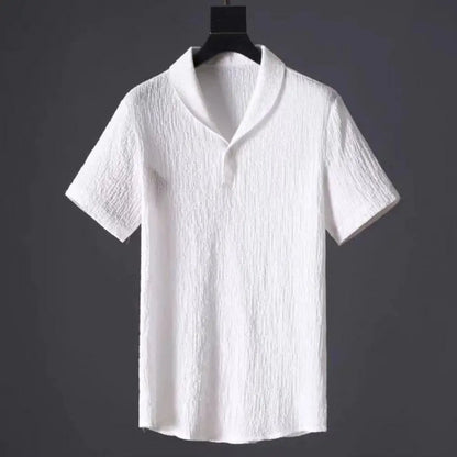 Showcasing the versatile long pants with elastic waistband from the luxurious 2-piece summer suit for men, designed for comfort and style.