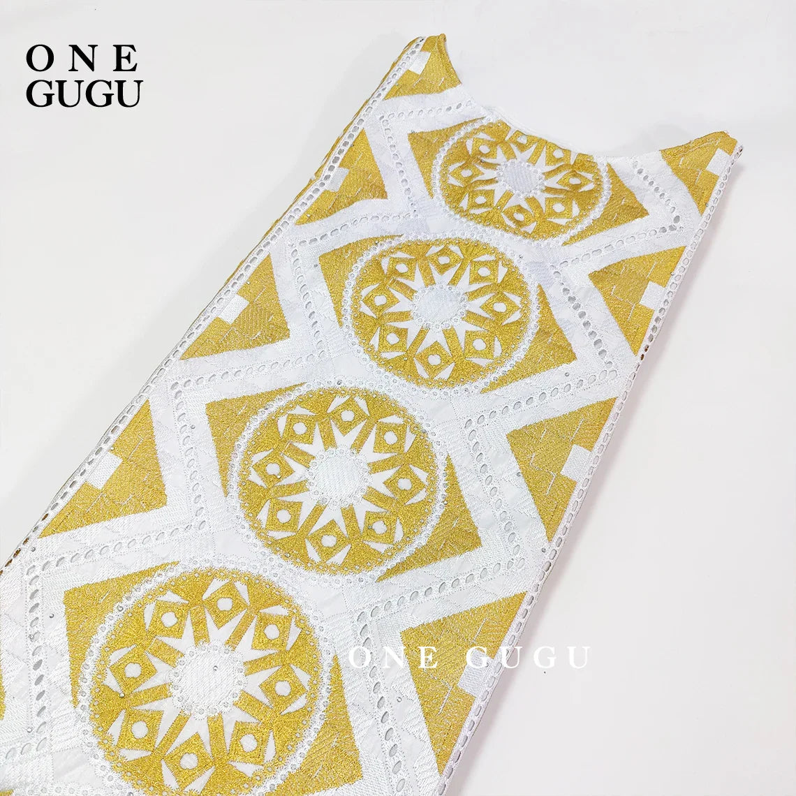 Close-up view of the beautiful embroidered details on the Original Nigerian Bazin Dress Dashiki, highlighting the high-quality craftsmanship and luxurious design.