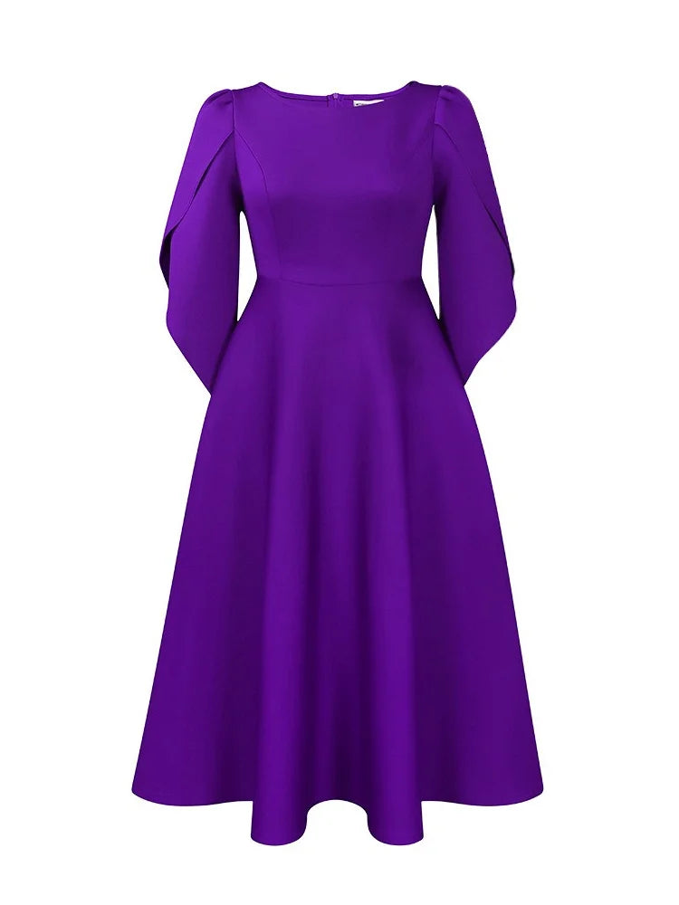 Elegant Wmstar Women's Dress displayed on a mannequin, featuring a sophisticated O-neckline and three-quarter sleeves, ideal for any formal occasion.