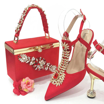 Stylish women's red high heel shoes in size range 37-43, perfect for parties and weddings.