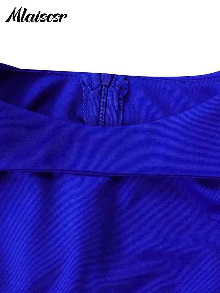 Mlaiscsr evening clubwear dress displayed on a model, highlighting its luxurious fabric blend of polyester and spandex.