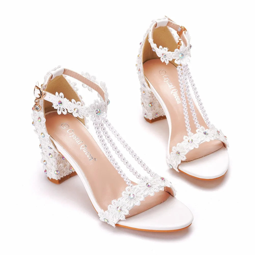 Elegant high heel gladiator sandals for women in a luxurious design, showcasing intricate beadwork and stylish rivets.