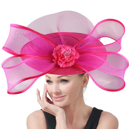 Stunning large fascinator hat with intricate floral details, the perfect accessory for upscale events and celebrations.
