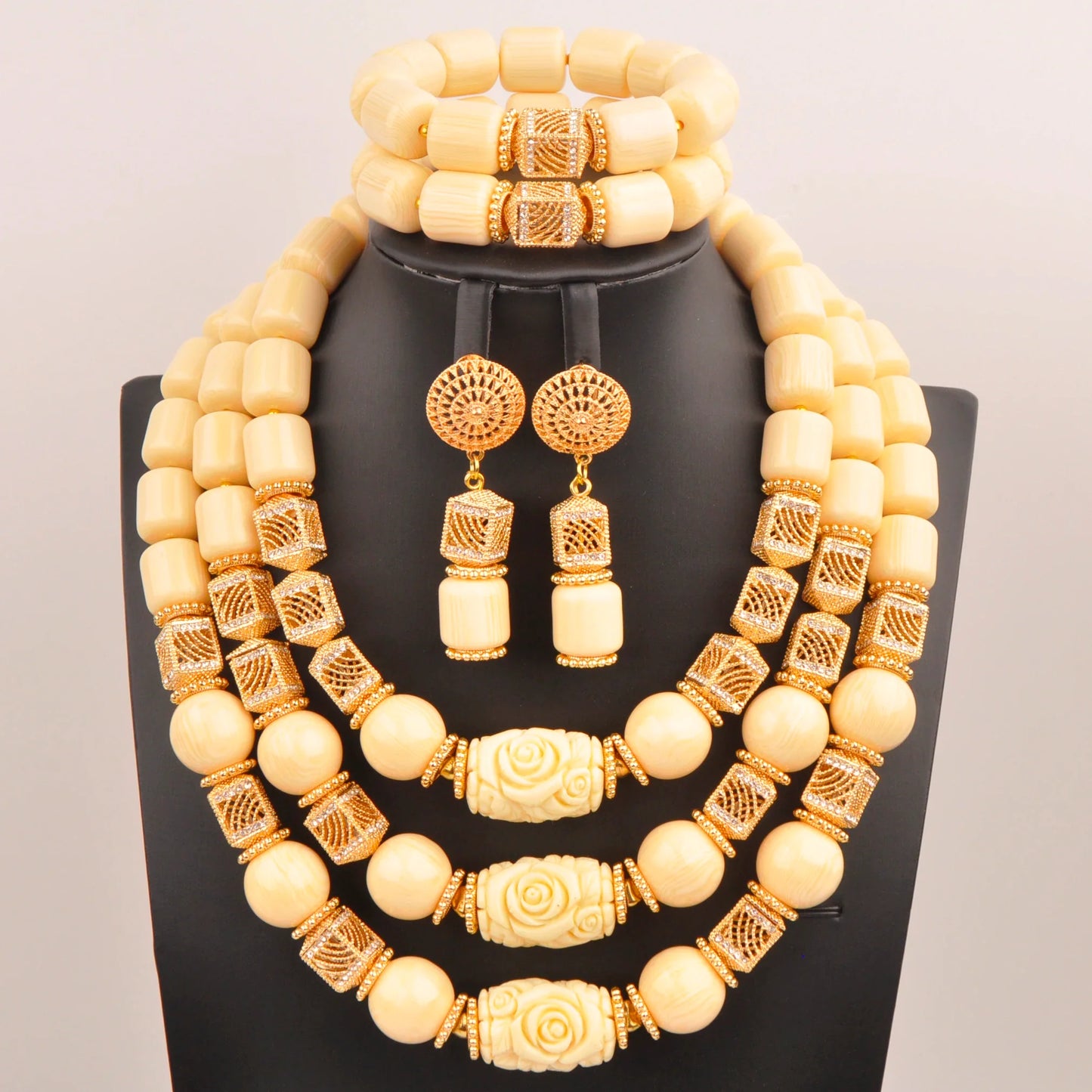 Bridal jewelry bracelet from an elegant Nigerian set, featuring stunning artificial coral beads for a luxurious wedding look.