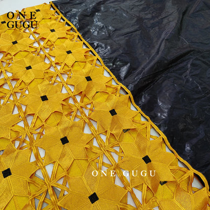 Complete view of the elegant plus size long sleeve dashiki gown in peach with rich gold embroidery, perfect for weddings and parties.