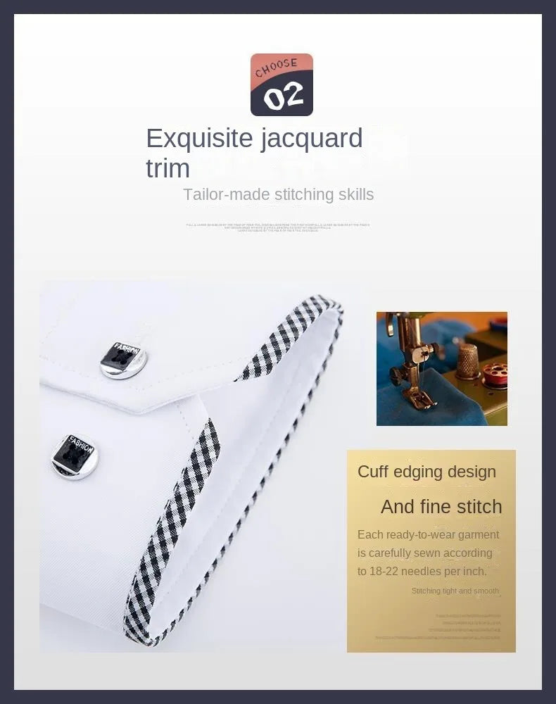 Elegantly tailored Men's Slim Fit White Button-Down Dress Shirt featuring a sophisticated square collar, perfect for smart casual occasions.