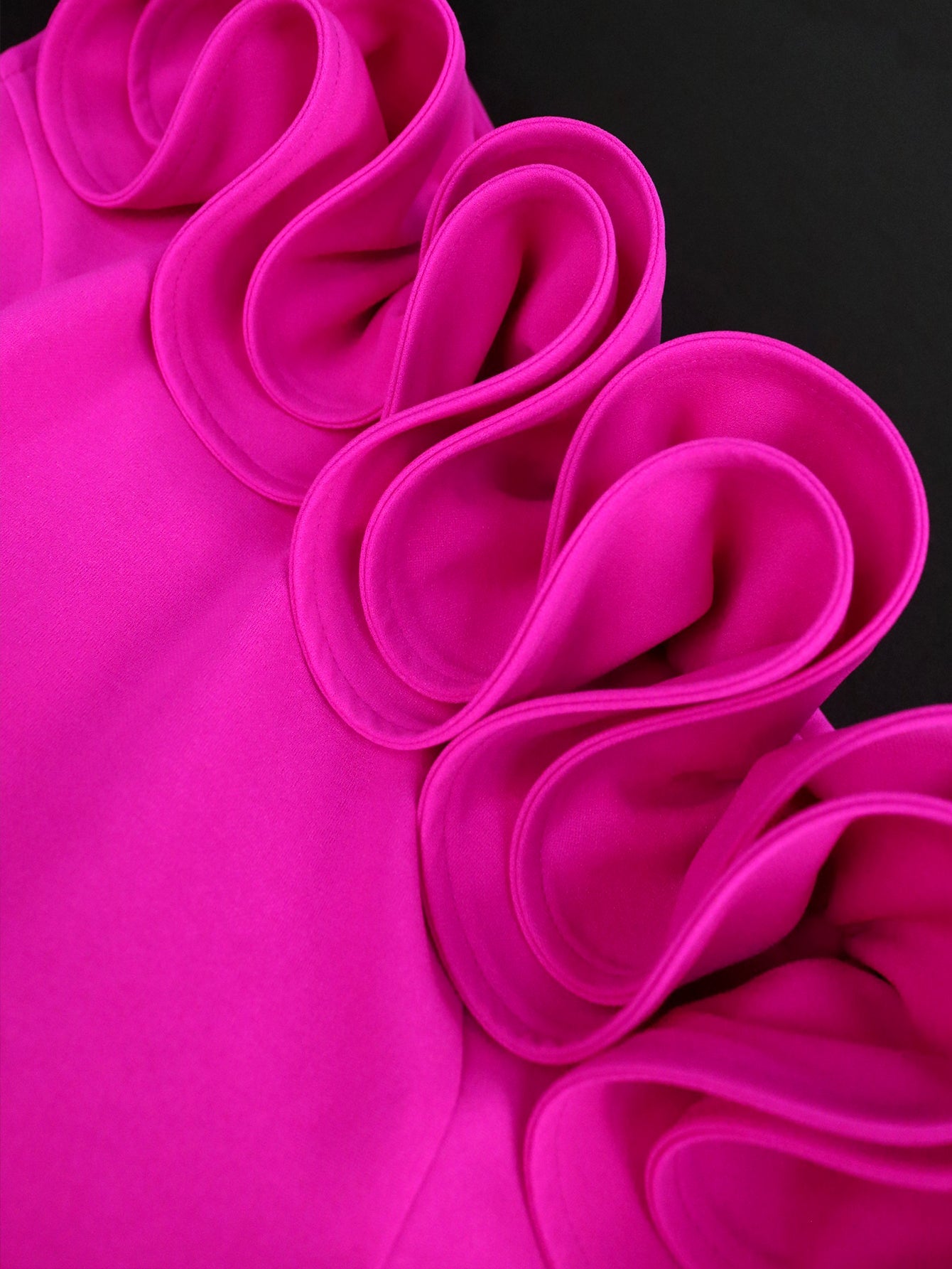 Chic asymmetrical neckline of a luxurious plus size one shoulder dress, ideal for sophisticated cocktail events and weddings.