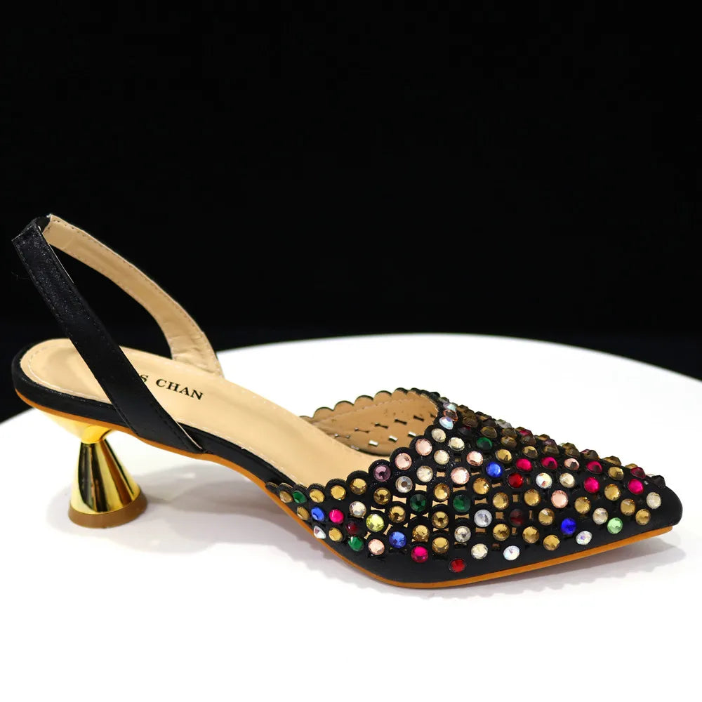 Sophisticated women's shoe and handbag set by Venus Chan, ideal for parties and special occasions, exuding luxury and style.