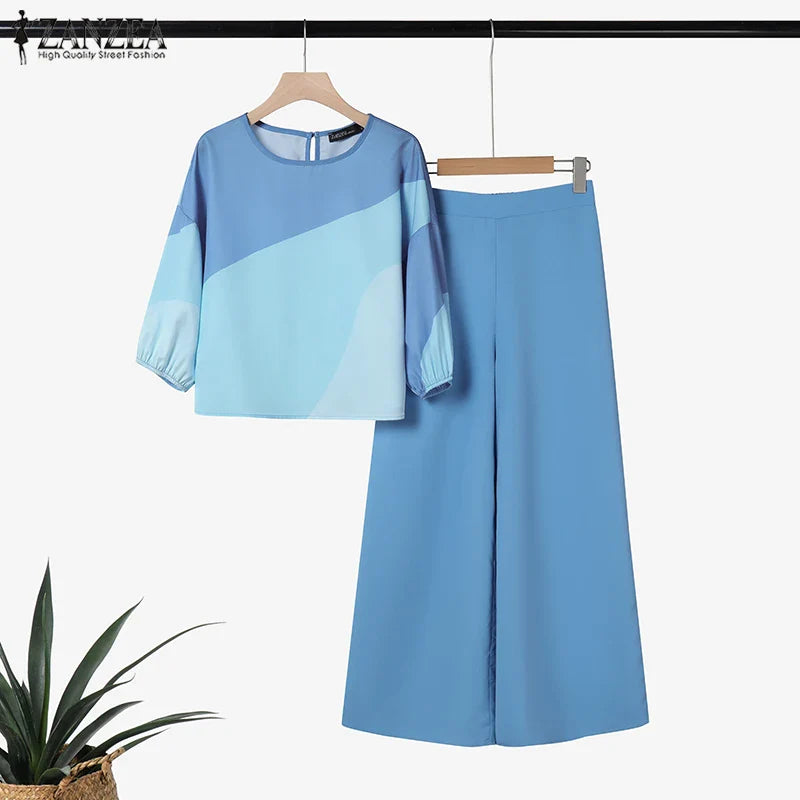 Close-up of ZANZEA's fashionable printed blouse with lantern sleeves, designed for the modern woman seeking elegance and comfort during warmer seasons.