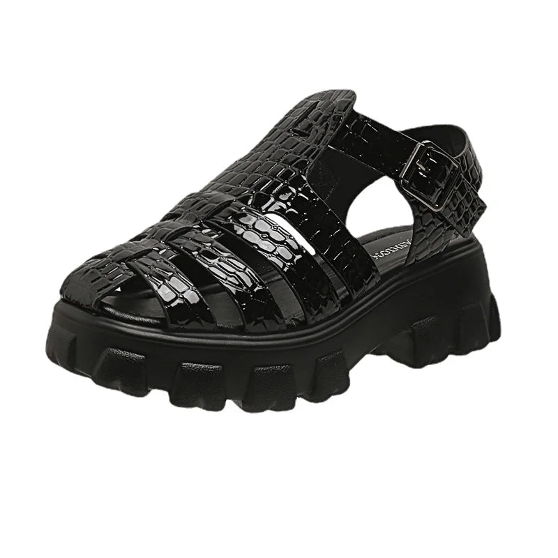 Fashion-forward and versatile women's sandals featuring a flat heel and a covered side vamp for ultimate comfort.