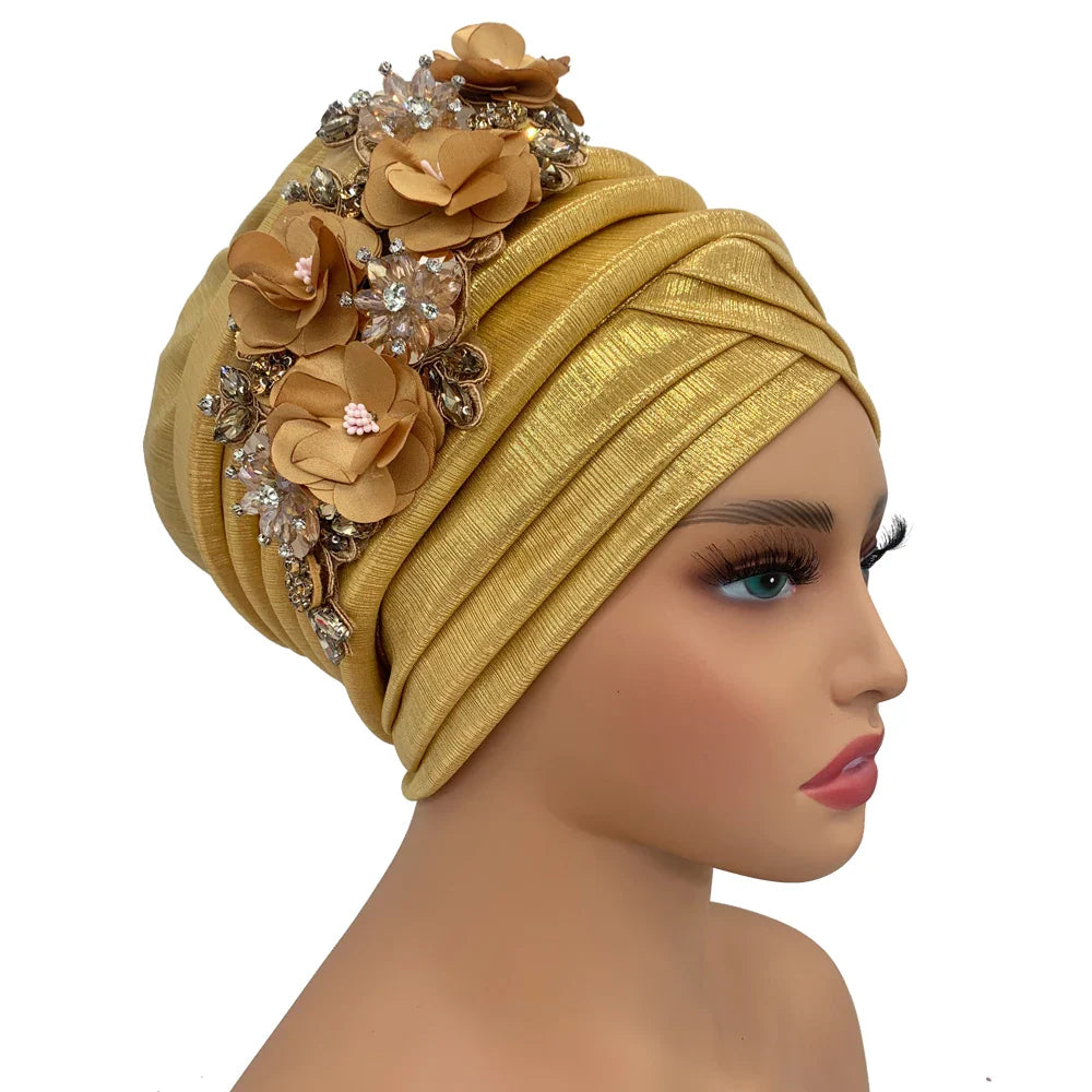 Elegant head wrap featuring high-quality broadcloth fabric, ideal for middle-aged women seeking stylish headcoverings.