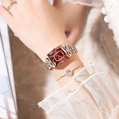 POEDAGAR luxury ladies waterproof rectangle watch, showcasing sleek stainless steel design and precision quartz movement.