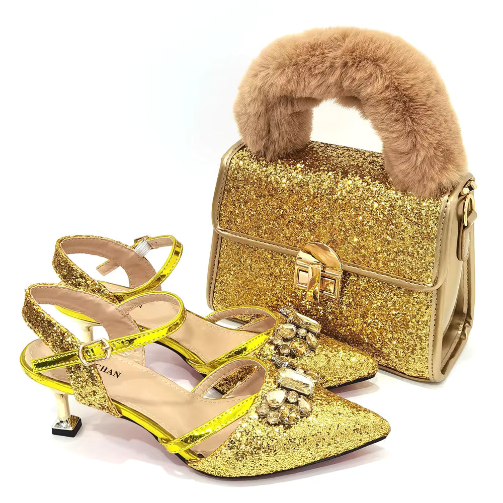 Elegant Women's Italian Peep Toe Mary Jane Pumps by Hot Trends Area, featuring exquisite bling embellishments for a luxurious look.