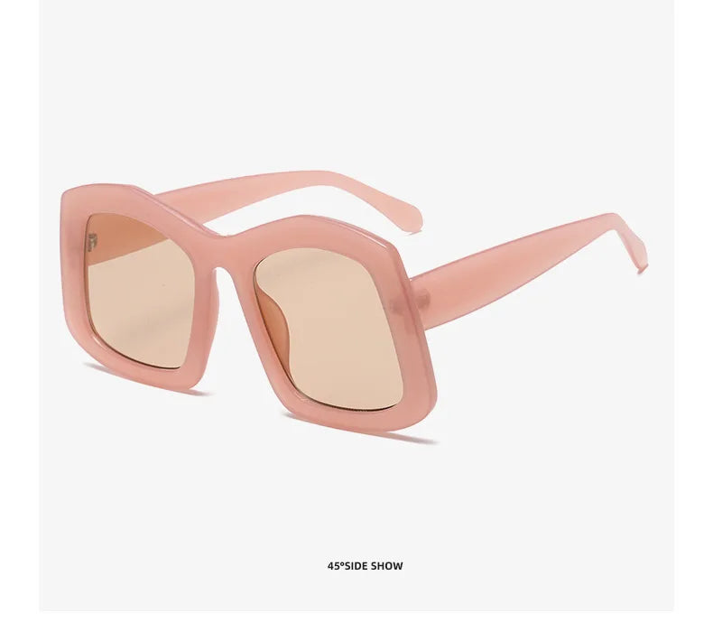 Elegant women's square gradient sunglasses in orange, made with high-quality polycarbonate material, offering trendy UV protection.