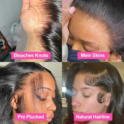 10-16 inch Human Hair Bob Wig with a delicate 13x4 lace front, designed for a natural hairline and smooth appearance.