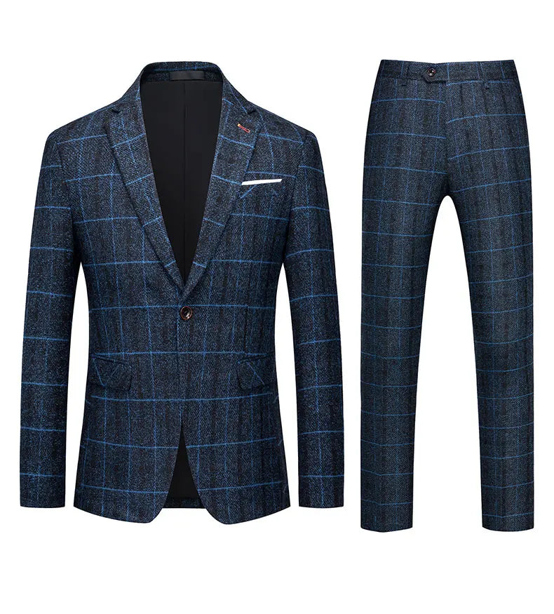 Elegant Men's One Button Suit Set featuring a tailored vest and trousers, perfect for smart casual weddings and business events.