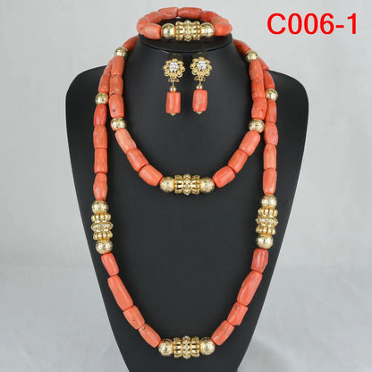 Stunning Coral Bead Bracelet, a beautiful accessory in the luxury jewelry set suitable for parties and celebrations.