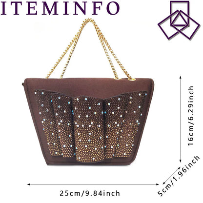 Matching yellow handbag with metal handle and long chain shoulder strap, designed to complement luxury women’s pumps.