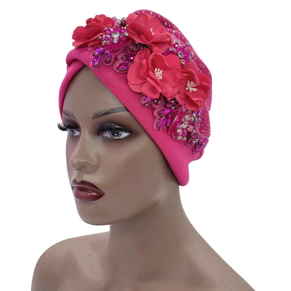 Versatile African Turban Cap in various styles, perfect for women seeking fashionable and luxurious headwear options.