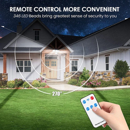 Close-up view of the luxurious ABS body of the 346 LED Solar Wall Light, showcasing its sleek finish and durable construction for outdoor use.