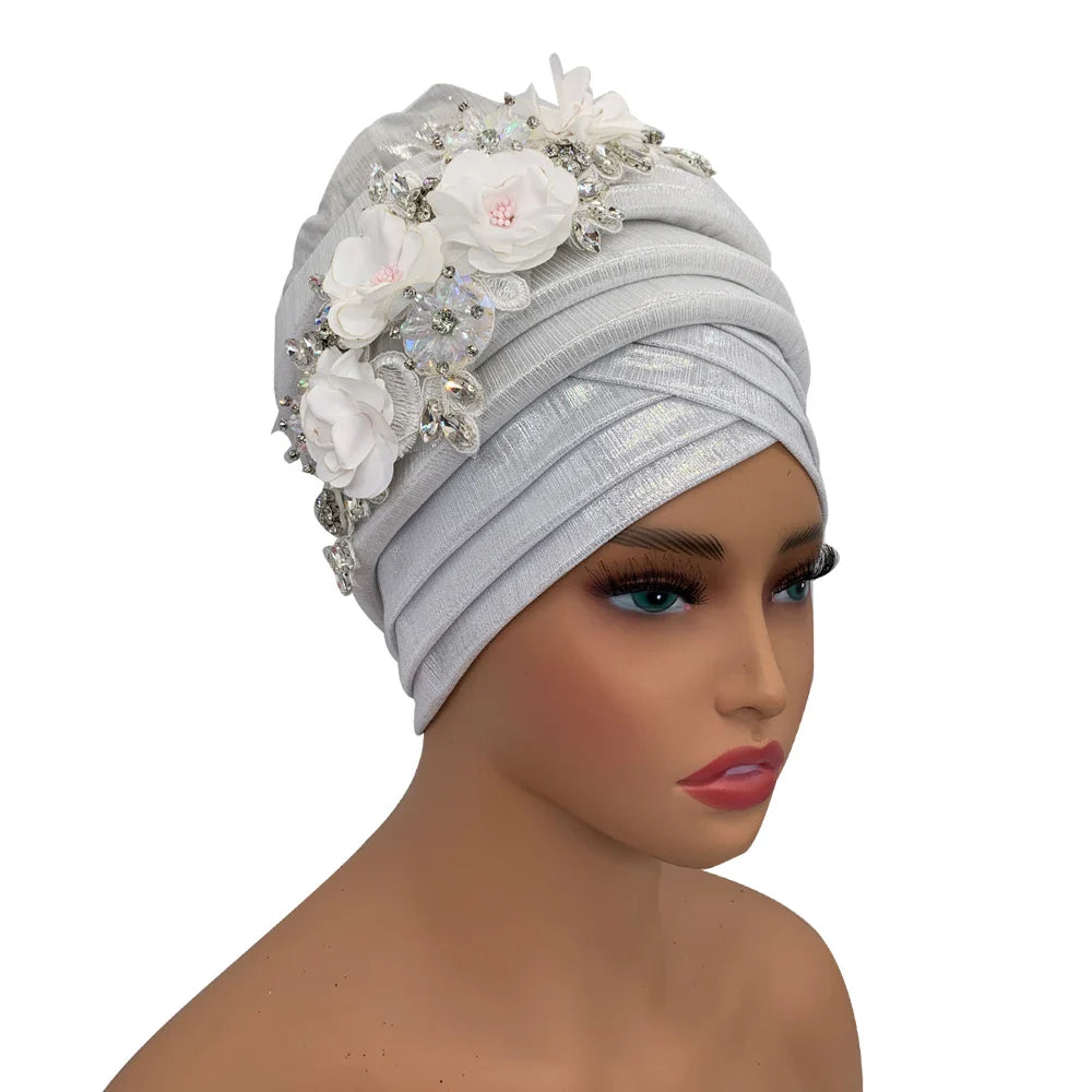 Luxury women's headwrap bonnet, embodying traditional beauty with a contemporary touch, suitable for any celebration.