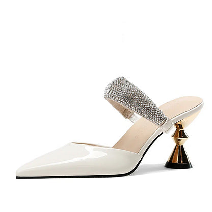 Elegant pointed toe high heels sandals for women featuring a luxurious crystal design, perfect for summer outdoor occasions from Hot Trends Area.