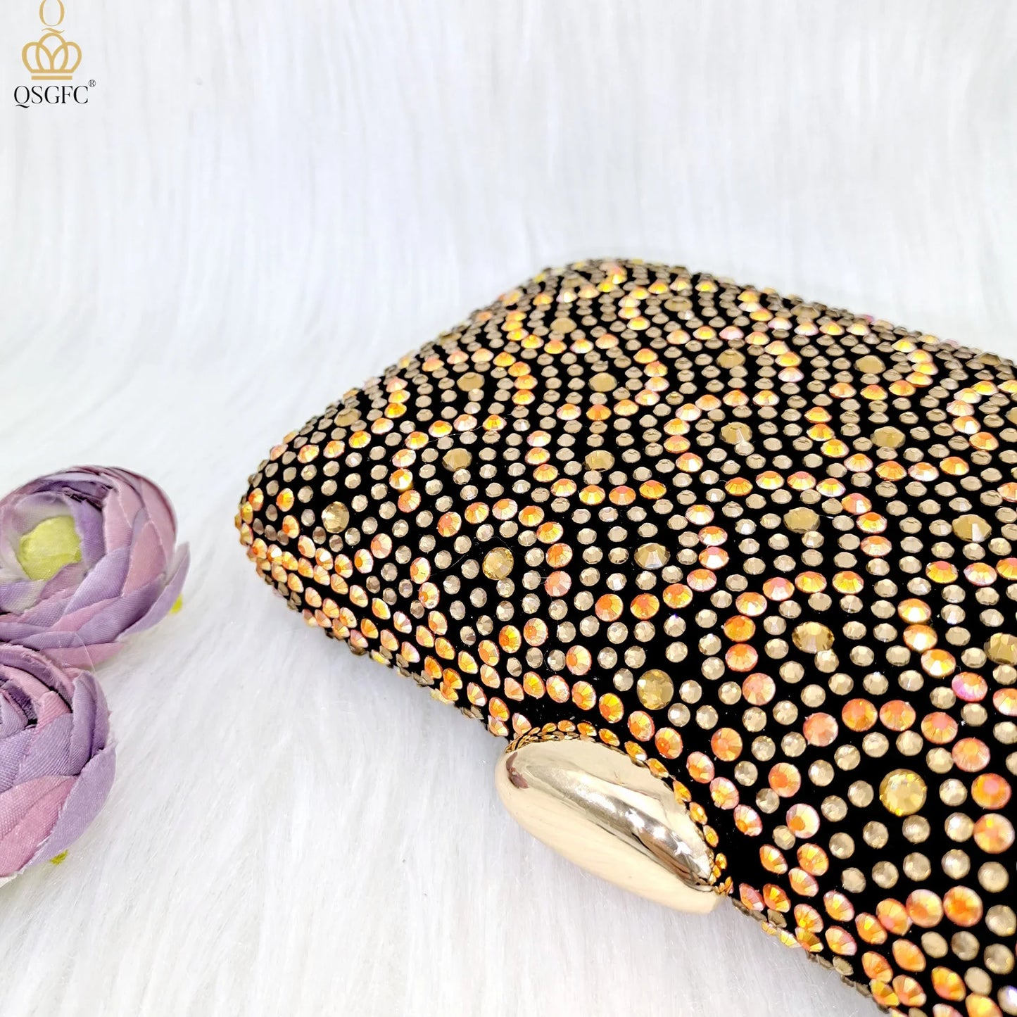 Stylish QSGFC Italian High Heel Sandals paired with a chic bag, featuring eye-catching crystal detailing for an elegant touch to women's fashion.