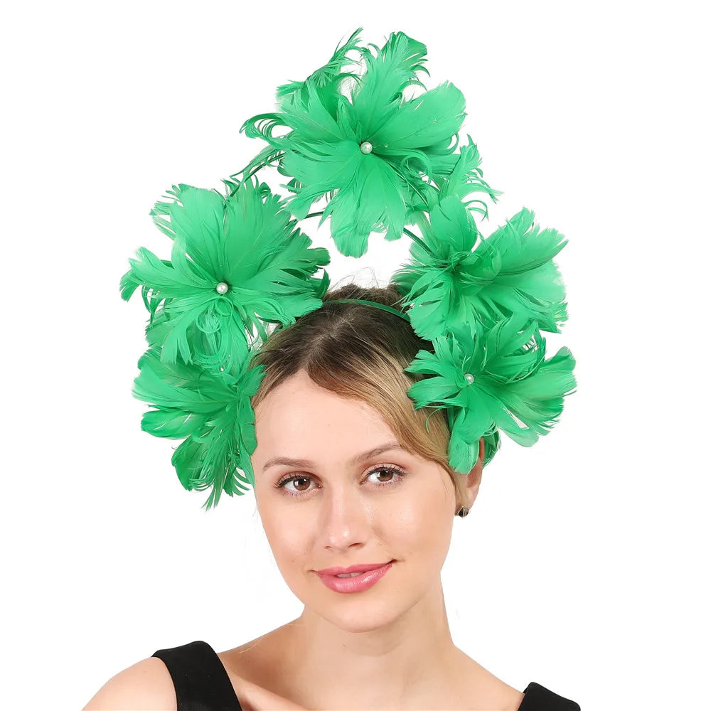 Luxurious women's wedding fascinator with delicate blue feathers, ideal for enhancing bridal looks at formal celebrations.