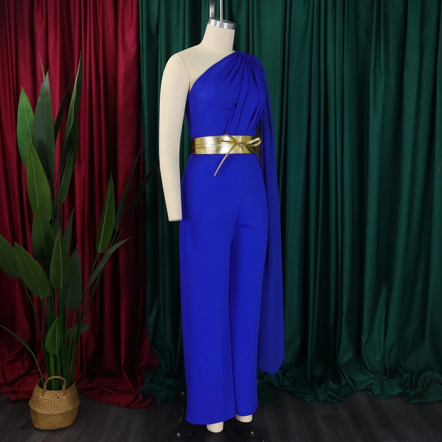 Chic high waisted jumpsuit with hollow out decorations, designed for a sophisticated look in solid colour, perfect for parties.