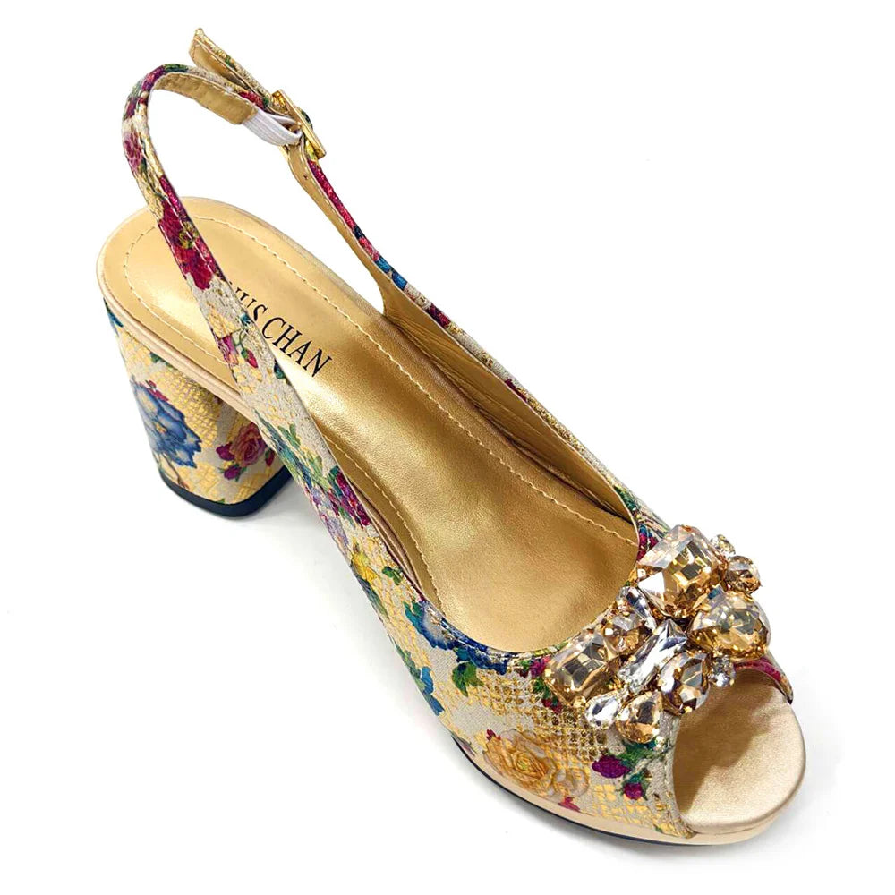 High-quality Venus Chan women's sandals with thick spike heels, reflecting elegance and fashion-forward design, perfect for weddings and upscale gatherings.