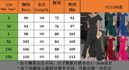 Stylish solid colour maxi dress with ruffle detailing, designed for the modern office lady in spring and summer.