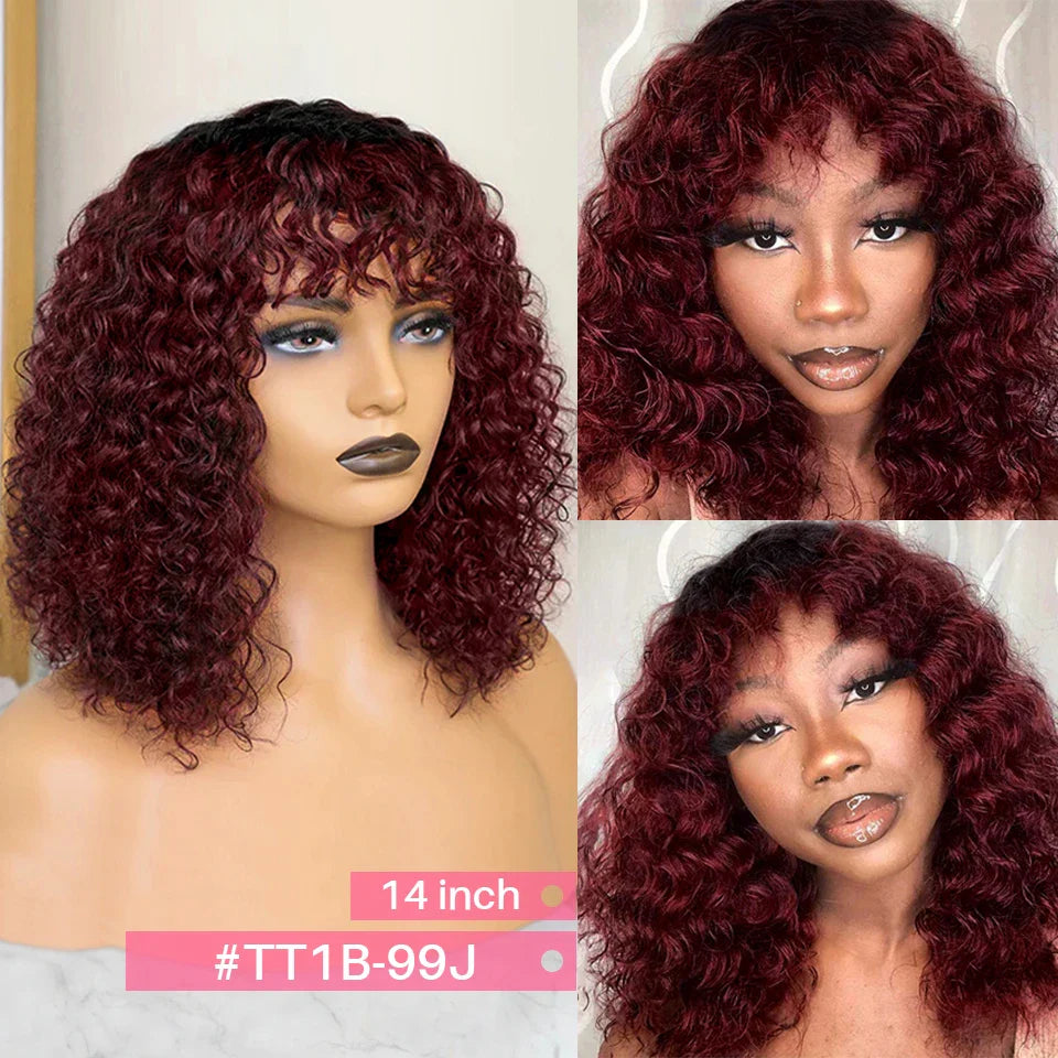 Close-up of the Premium Peruvian Human Hair Wig featuring Vibrant Honey Highlighted Water Wave texture, perfect for a stylish bob cut.