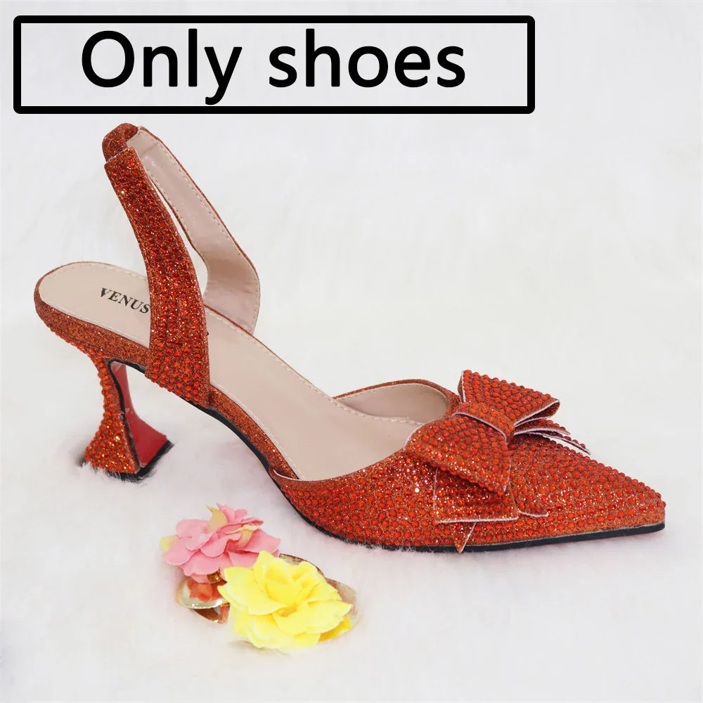 Stylish women's party sandals in purple with a covered side vamp and pointed toe, crafted for comfort and elegance during special occasions.