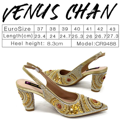 Luxurious pointed toe pumps and handbag set for women, featuring elegant slingbacks, designed with a stunning metal handle, perfect for upscale occasions.