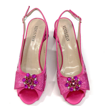 Elegant close-up of the Venus Chan bag, accentuating the sophisticated metal handle and vibrant purple hue for a luxury look.