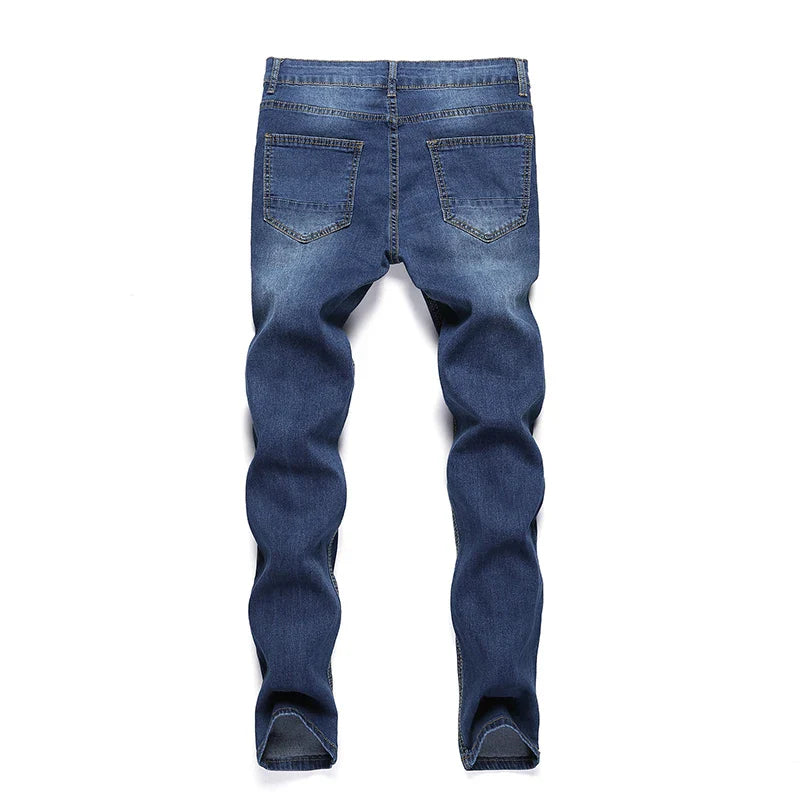 Sophisticated full-length skinny jeans for men, crafted from premium denim with a unique vintage stonewashed finish, ideal for everyday luxury.