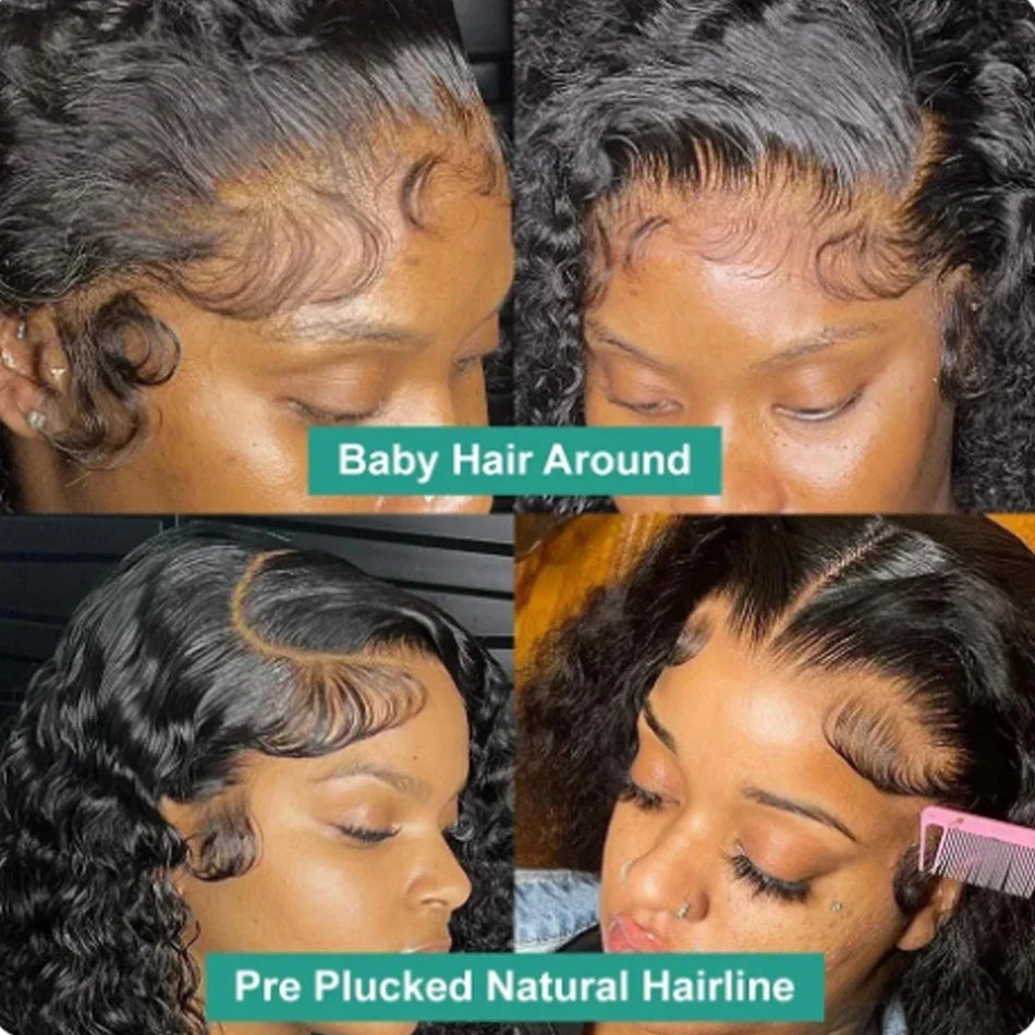 High-quality Brazilian Remy hair bob wig with beautiful water wave curls, designed with a comfortable average cap size for a perfect fit.