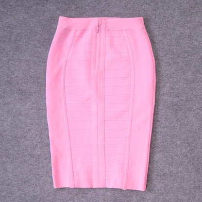 Diverse size range displayed with HQBORY Women’s High Waist Nude Bandage Pencil Skirt, highlighting its slim fit and flattering design for women of all shapes.