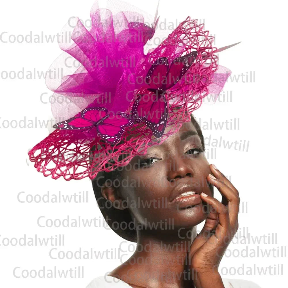 Stylish women's fascinator with intricate floral accents, designed for weddings and elegant events, measuring 30CM.