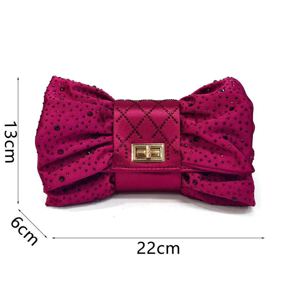 Chic matching bag for Women's Italian Slingback Party Shoe Set, adorned with a luxurious diamond butterfly motif, ideal for sophisticated occasions.