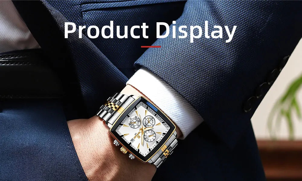 Men's luxury smart watch laid against an elegant background, highlighting its robust features and water resistance up to 3 Bar.