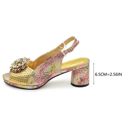 Elegant women's Italian matching set featuring stunning rhinestone-decorated high heels in deep purple, perfect for formal events.