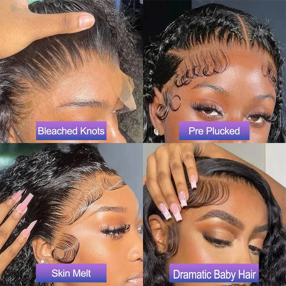 Exquisite 100% human hair 13x4 lace frontal bob wig in natural black, featuring elegant water wave curls and 210% density. Perfectly styled for luxury and sophistication.