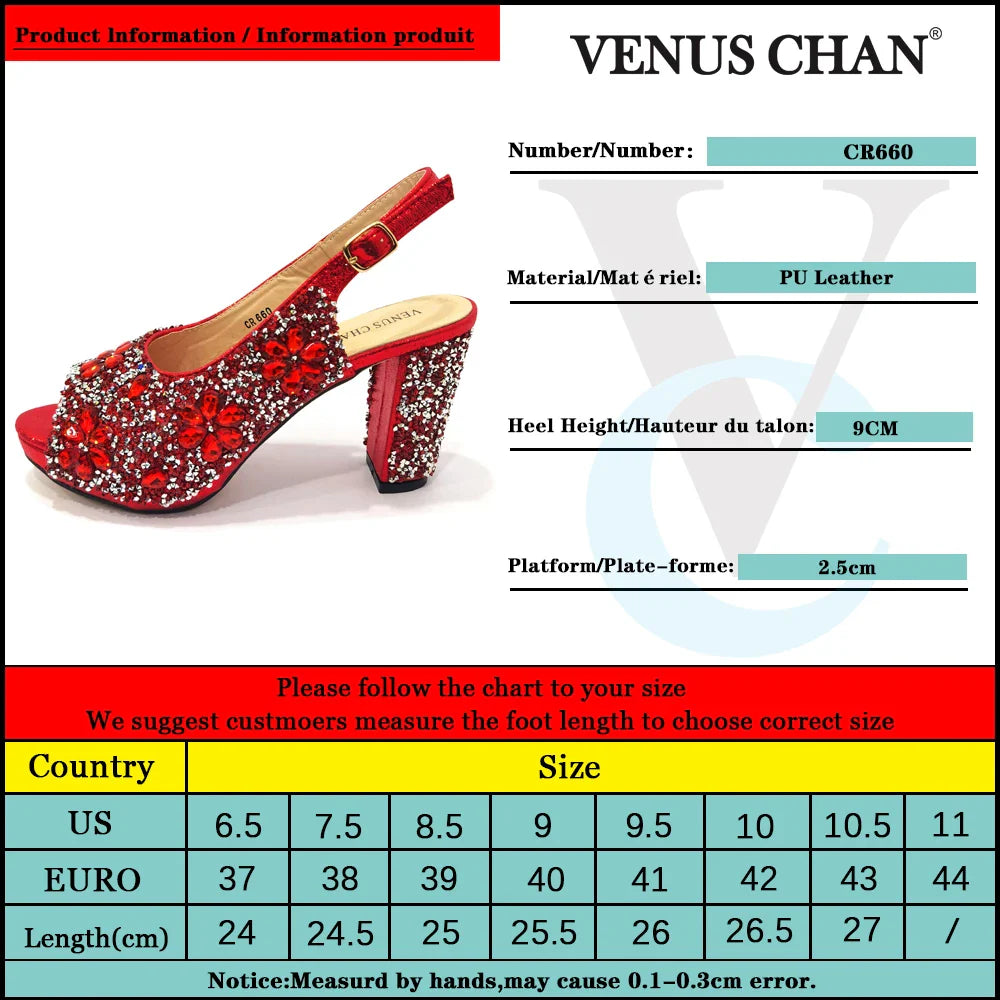Elegant profile of Venus Chan Party Sandals with super high spike heels and round toe, beautifully crafted for women who appreciate luxury.