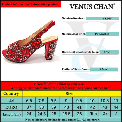 Elegant profile of Venus Chan Party Sandals with super high spike heels and round toe, beautifully crafted for women who appreciate luxury.