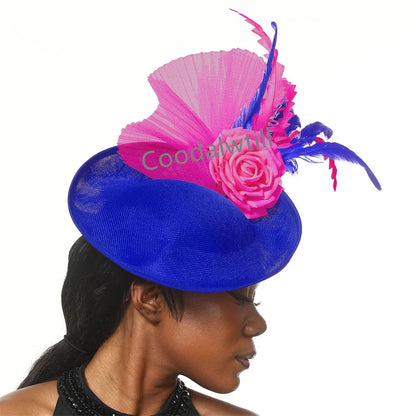 Elegant flower fascinator headpiece showcasing exquisite feathers, perfect for women's weddings and parties.